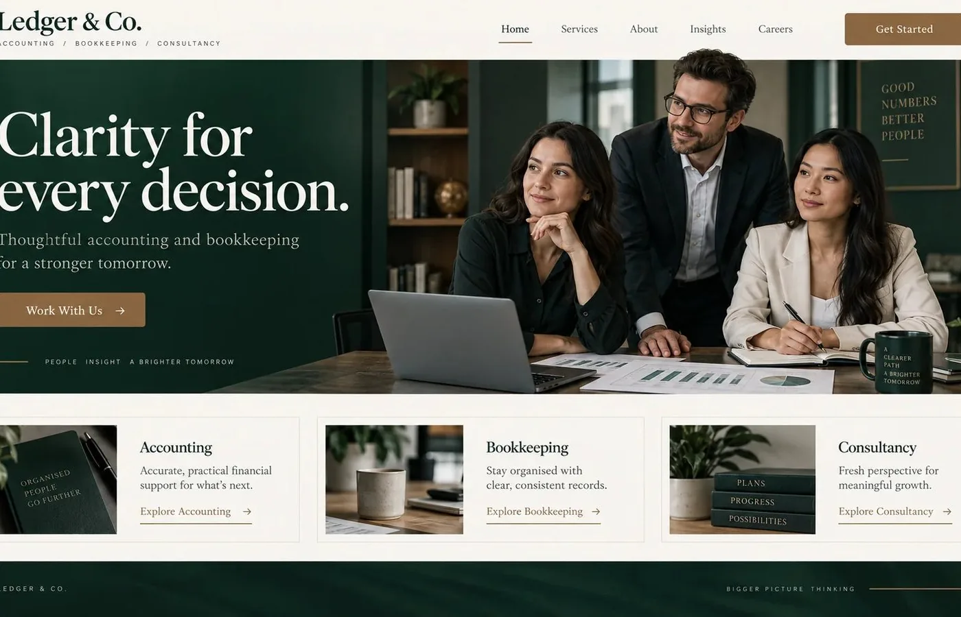 Desktop preview of a Accounting and Consultancy website design