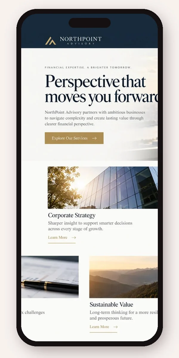 Mobile preview of a Accounting and Consultancy website design