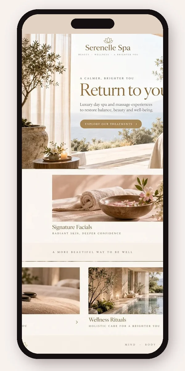 Mobile preview of a Beauty, Spa and Wellness website design