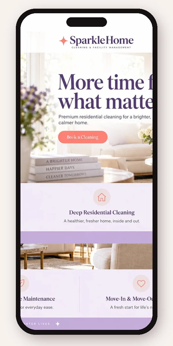 Mobile preview of a Cleaning and Facility Management website design