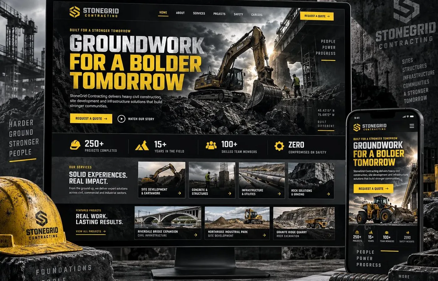 Desktop preview of a Construction and Contracting website design