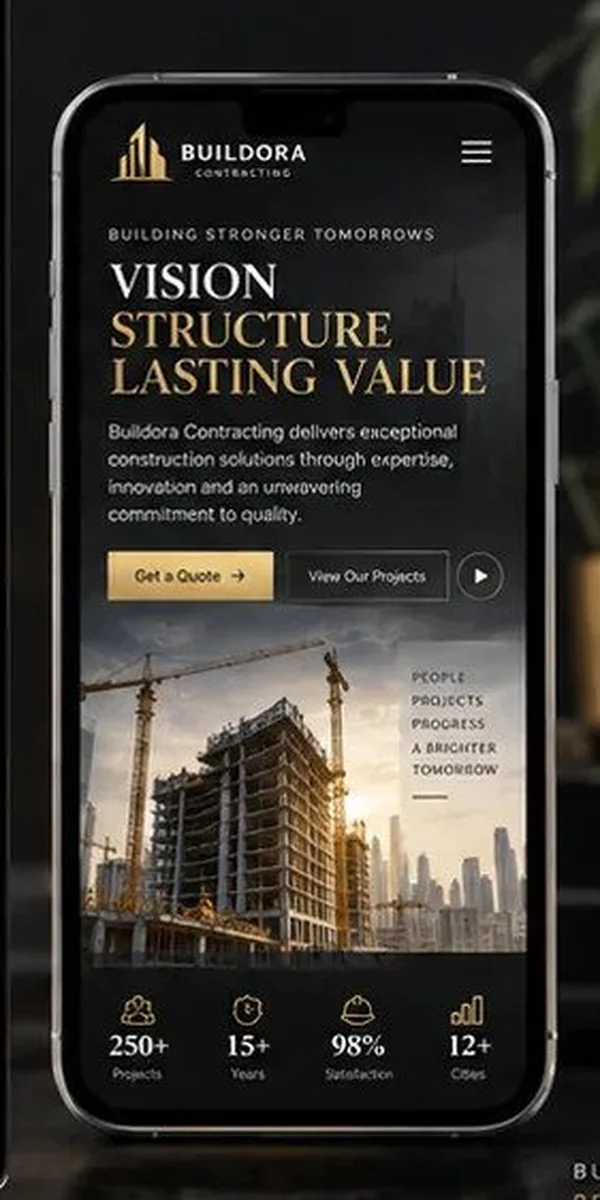 Mobile preview of a Construction and Contracting website design