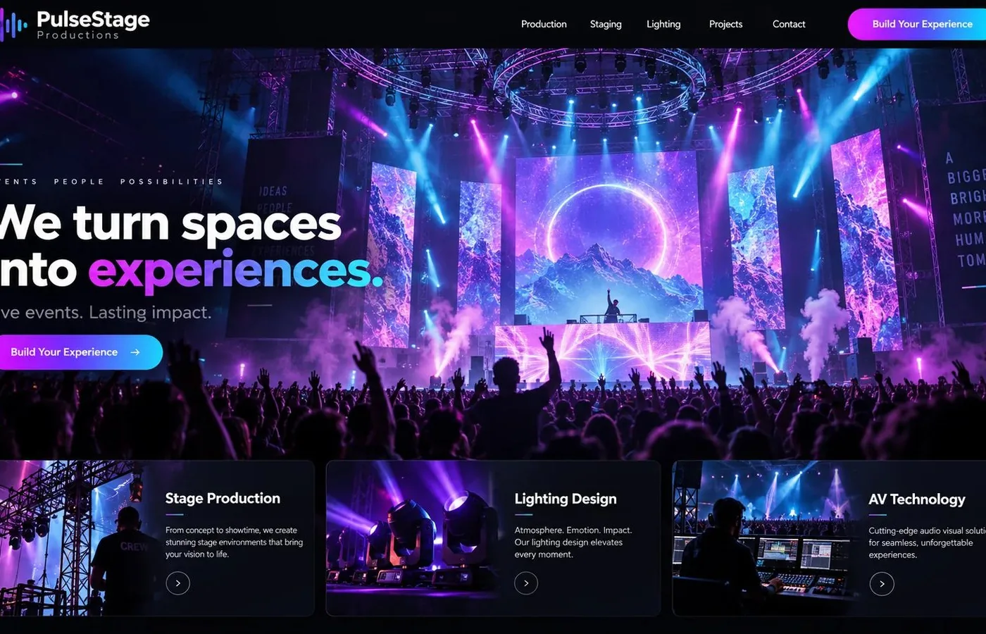 Desktop preview of a Events and Exhibitions website design