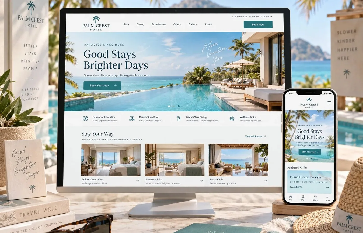 Desktop preview of a Hotels and Hospitality website design