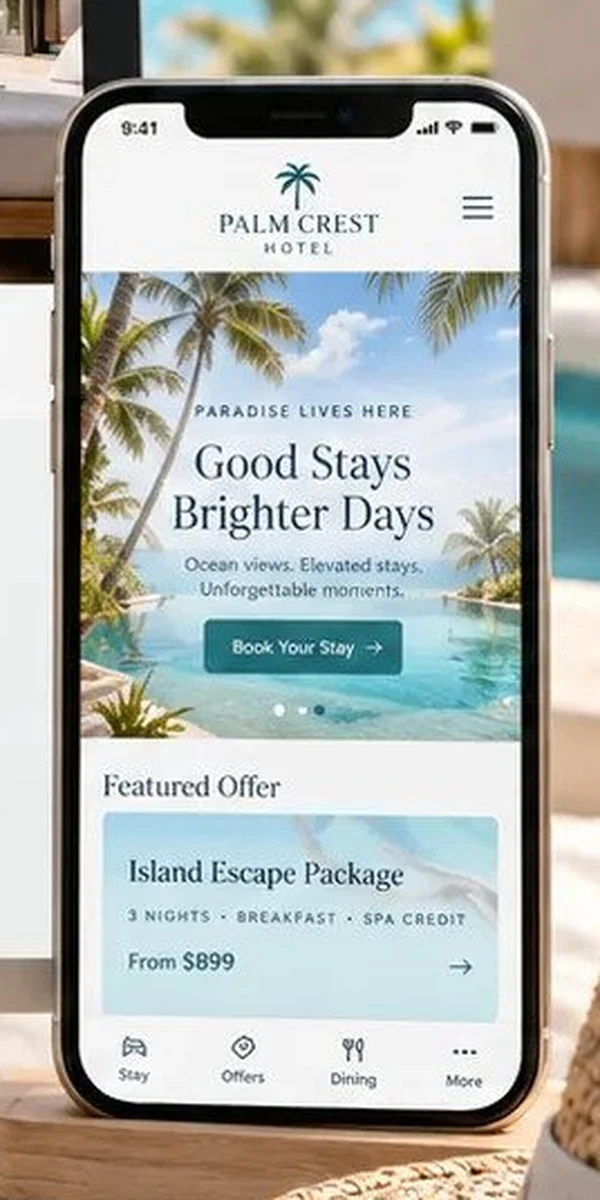 Mobile preview of a Hotels and Hospitality website design