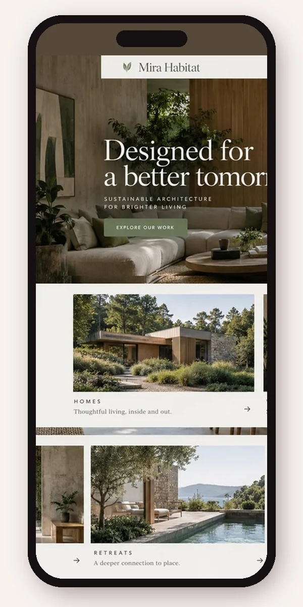 Mobile preview of a Interior Design and Architecture website design