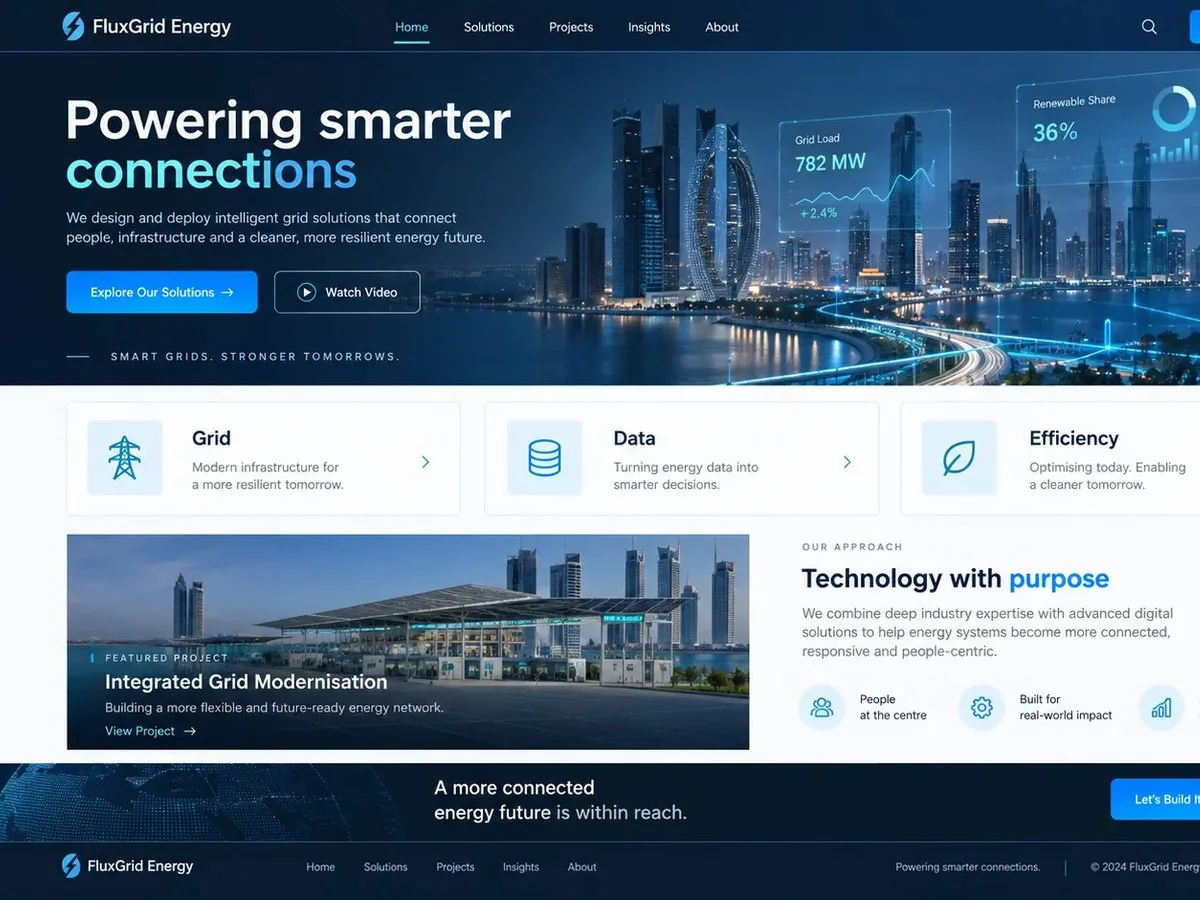 Sample website design concept for Oil, Gas and Energy