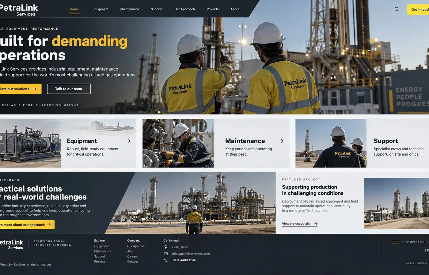 Desktop preview of a Oil, Gas and Energy website design