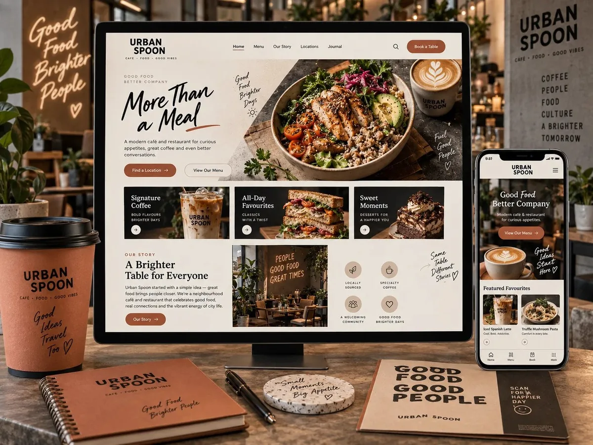 Sample website design concept for Restaurants and Dining