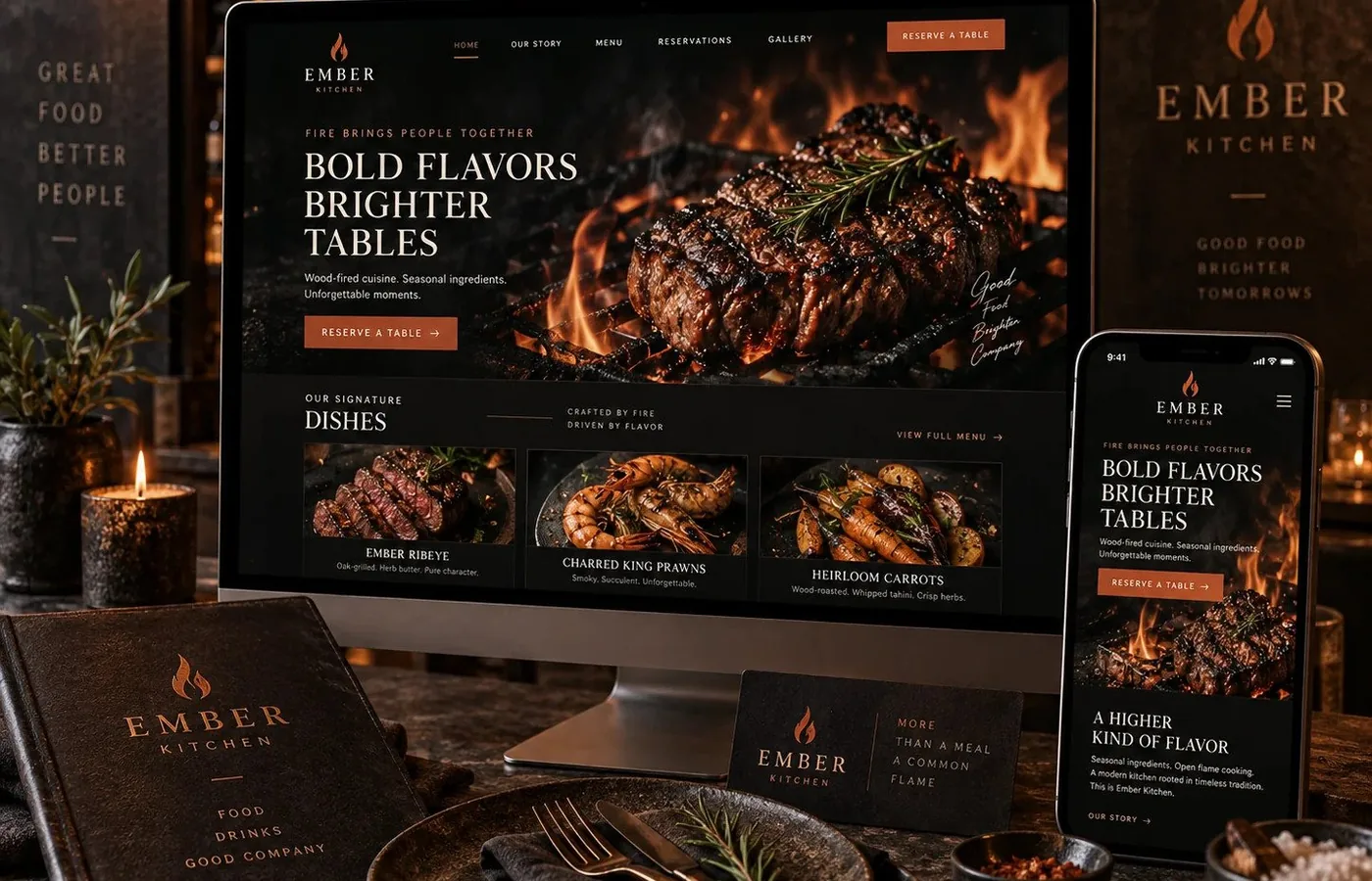 Desktop preview of a Restaurants and Dining website design