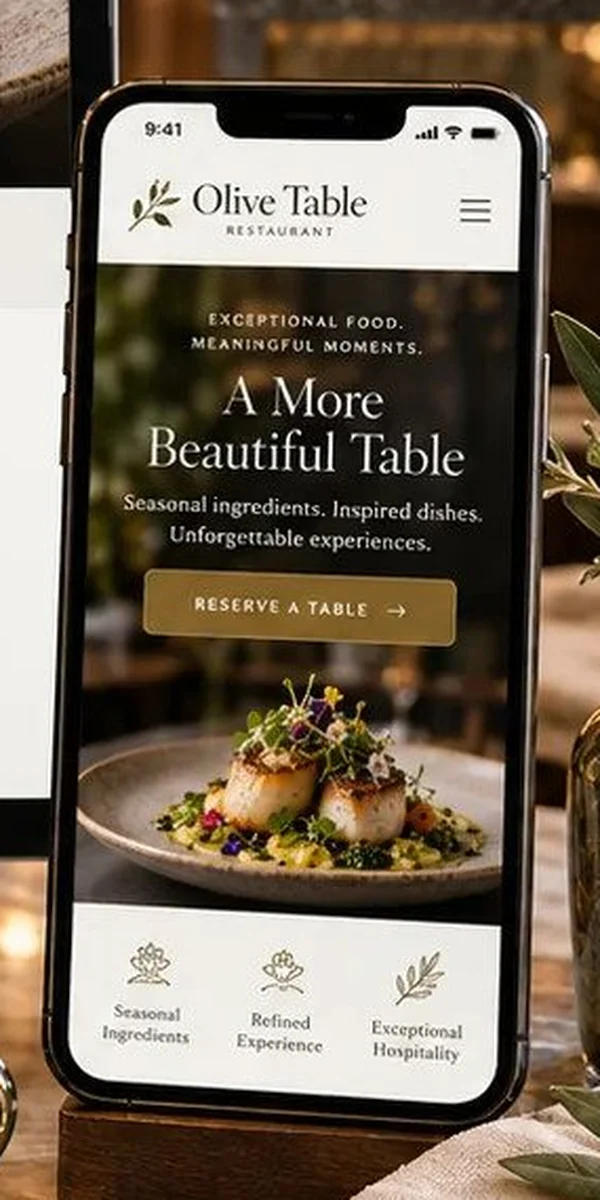 Mobile preview of a Restaurants and Dining website design