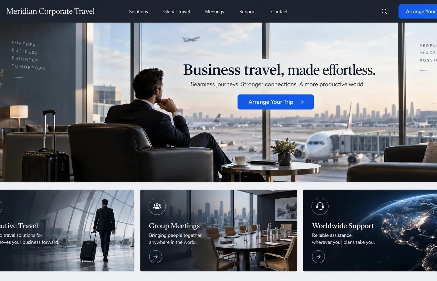 Desktop preview of a Travel and Tourism website design