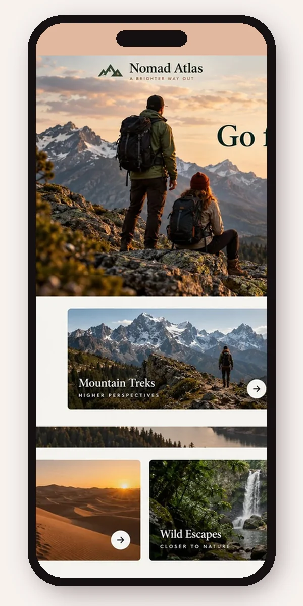 Mobile preview of a Travel and Tourism website design