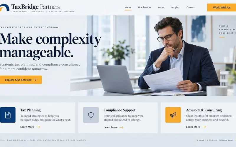 Taxbridge Partners — Accounting & Consultancy website concept design by NextGen