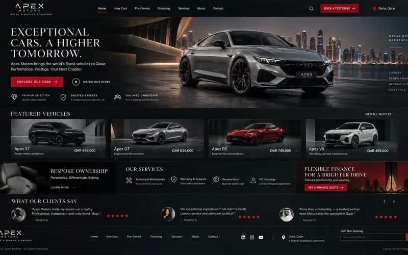 Apex Motors — Automotive website concept design by NextGen