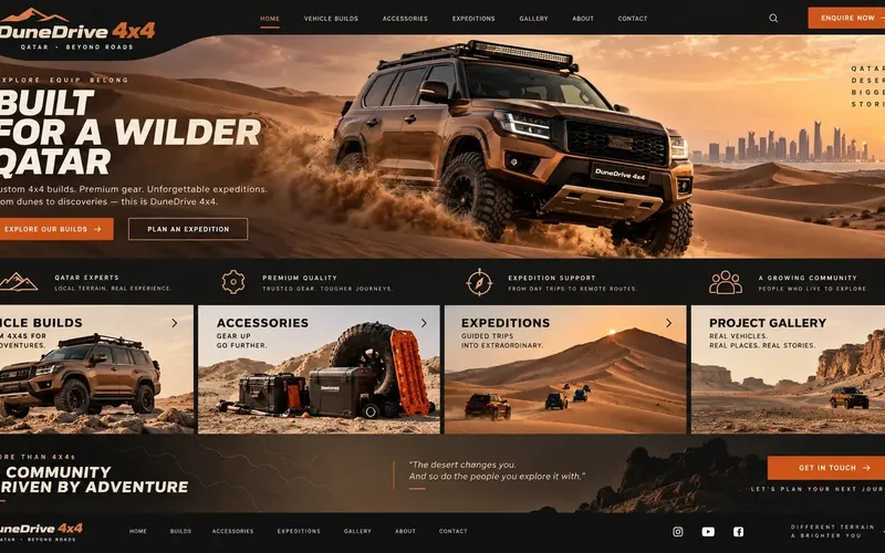Dunedrive 4x4 — Automotive website concept design by NextGen