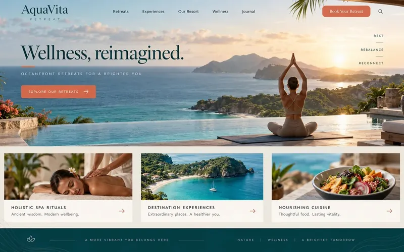 Aquavita Retreat — Beauty, Spa & Wellness website concept design by NextGen