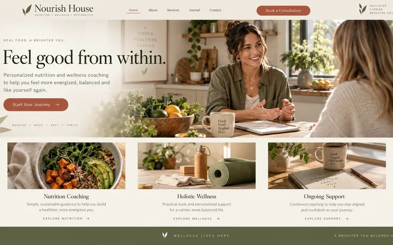 Nourish House — Beauty, Spa & Wellness website concept design by NextGen