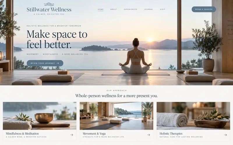 Stillwater Wellness — Beauty, Spa & Wellness website concept design by NextGen