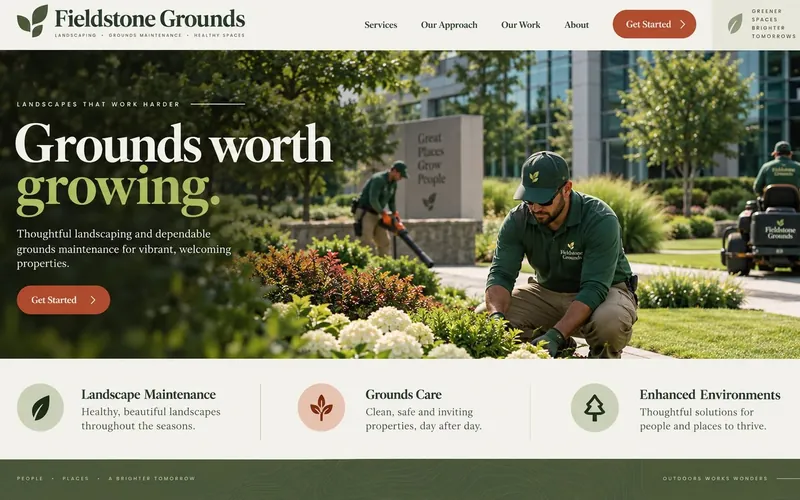 Fieldstone Grounds — Cleaning & Facility Management website concept design by NextGen