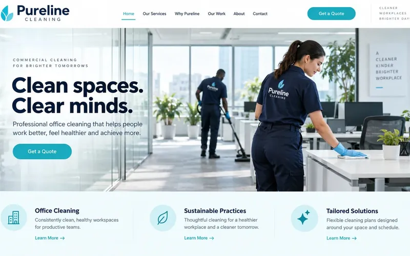 Pureline Office — Cleaning & Facility Management website concept design by NextGen