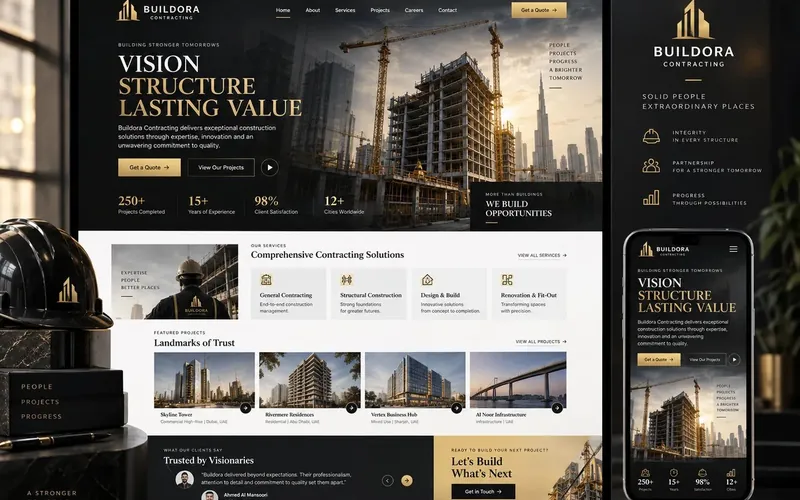 Buildora Contracting — Construction & Contracting website concept design by NextGen