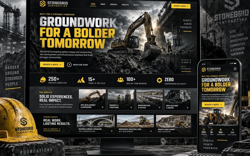 Stonegrid Contracting — Construction & Contracting website concept design by NextGen