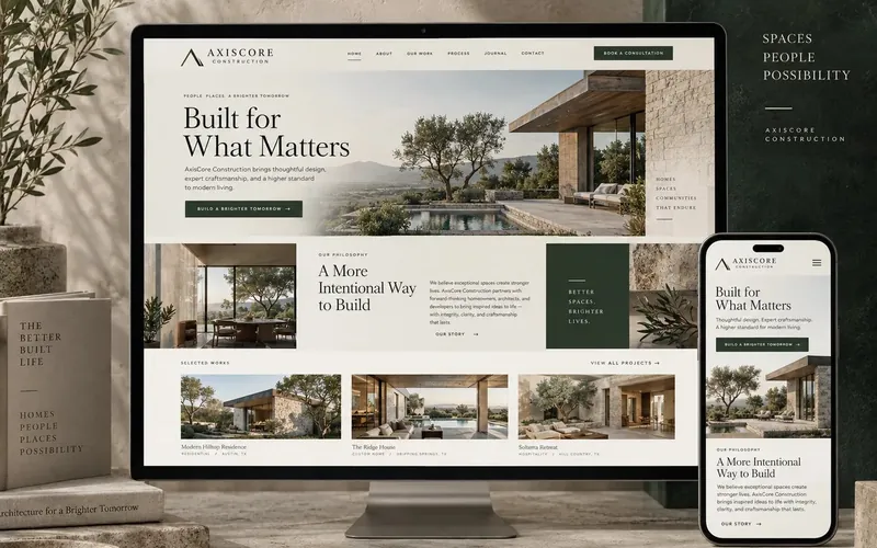 Axiscore Construction — Construction & Contracting website concept design by NextGen