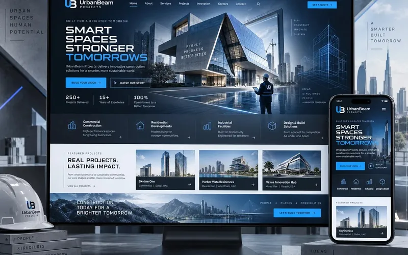 Urbanbeam Projects — Construction & Contracting website concept design by NextGen