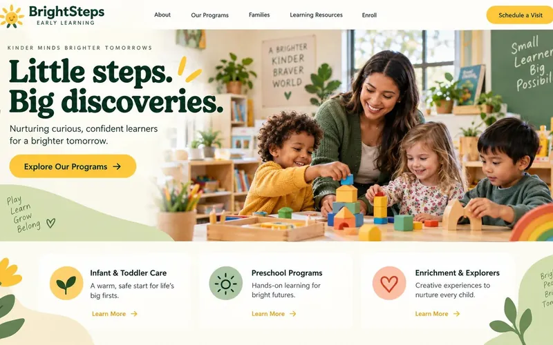 Brightsteps Early Learning — Education & Training website concept design by NextGen