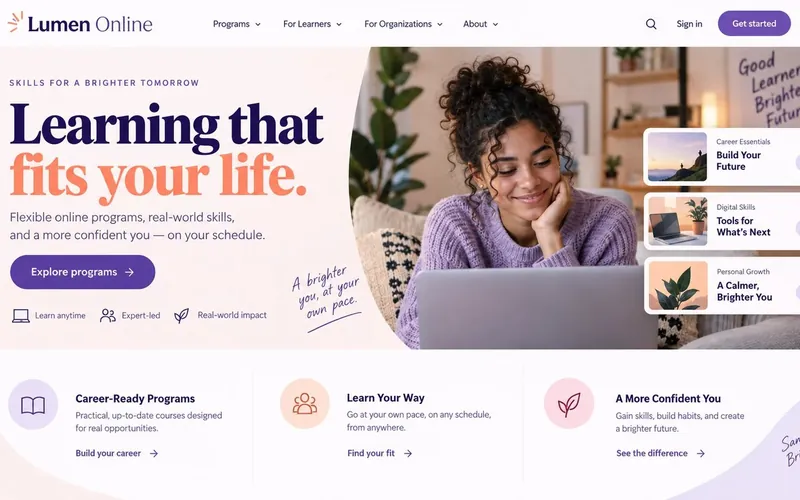 Lumen Online — Education & Training website concept design by NextGen