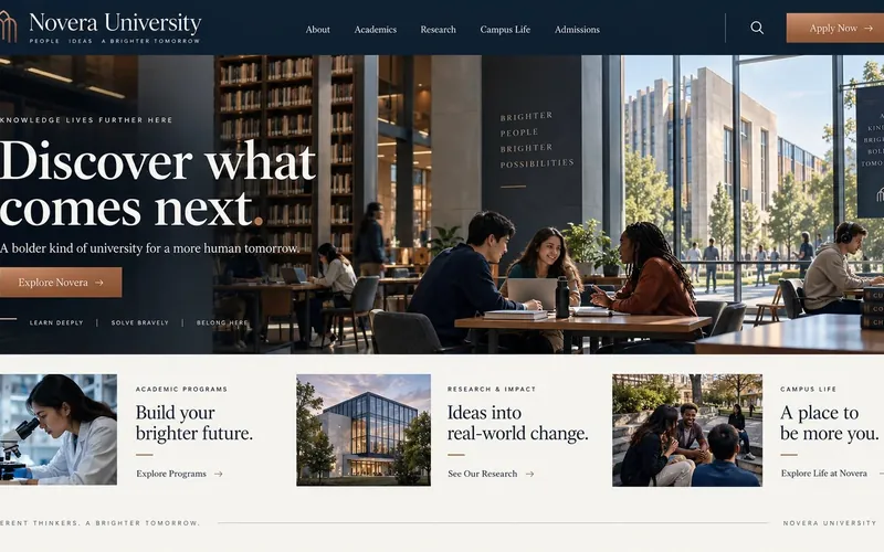 Novera University — Education & Training website concept design by NextGen