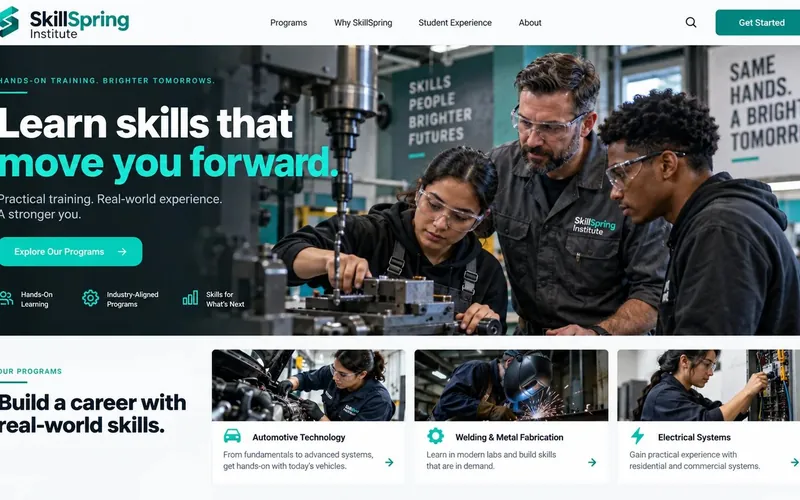 Skillspring Institute — Education & Training website concept design by NextGen
