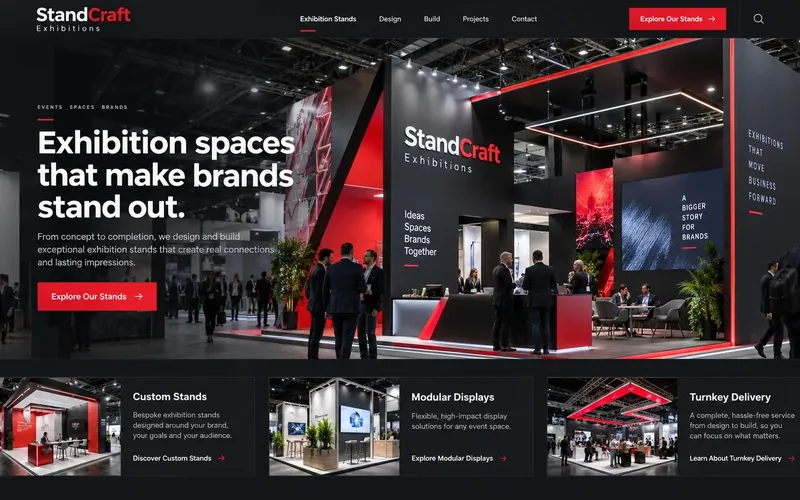 Standcraft Exhibitions — Events & Exhibitions website concept design by NextGen