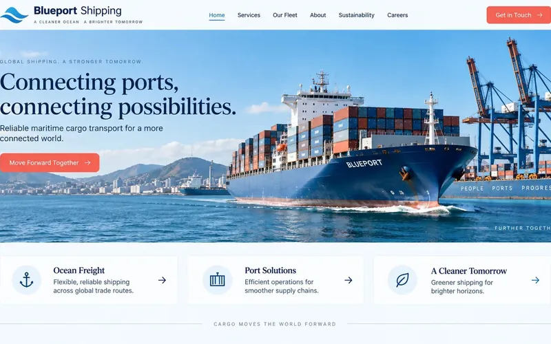 Blueport Shipping — Logistics & Transportation website concept design by NextGen