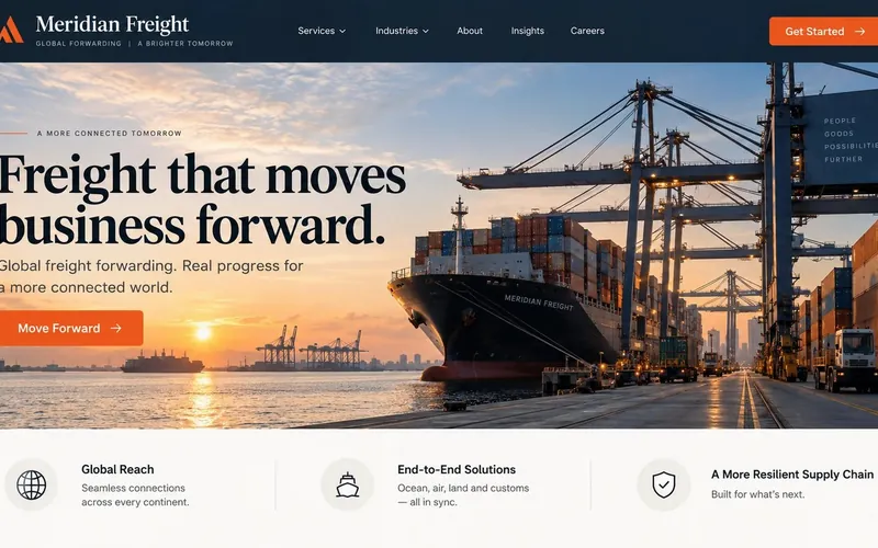 Meridian Freight — Logistics & Transportation website concept design by NextGen