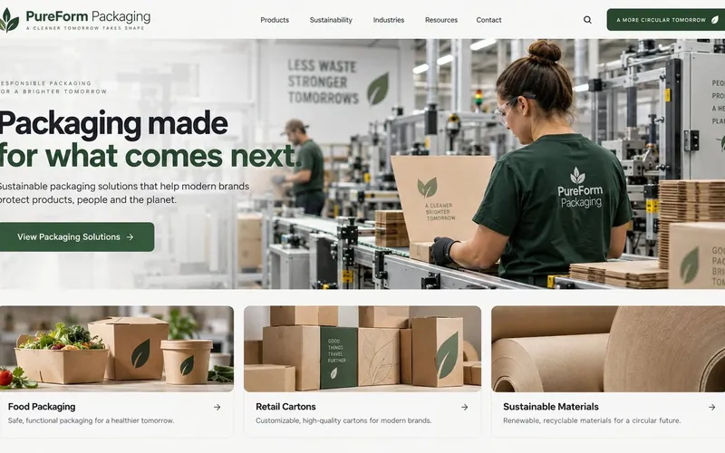 Pureform Packaging — Manufacturing & Industrial website concept design by NextGen