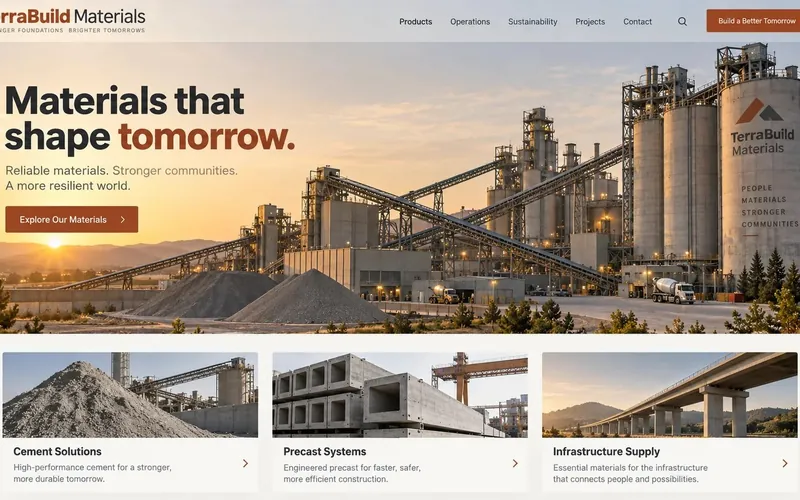 Terrabuild Materials — Manufacturing & Industrial website concept design by NextGen