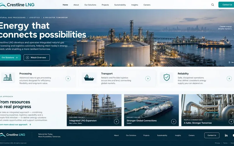 Crestline LNG — Oil, Gas & Energy website concept design by NextGen
