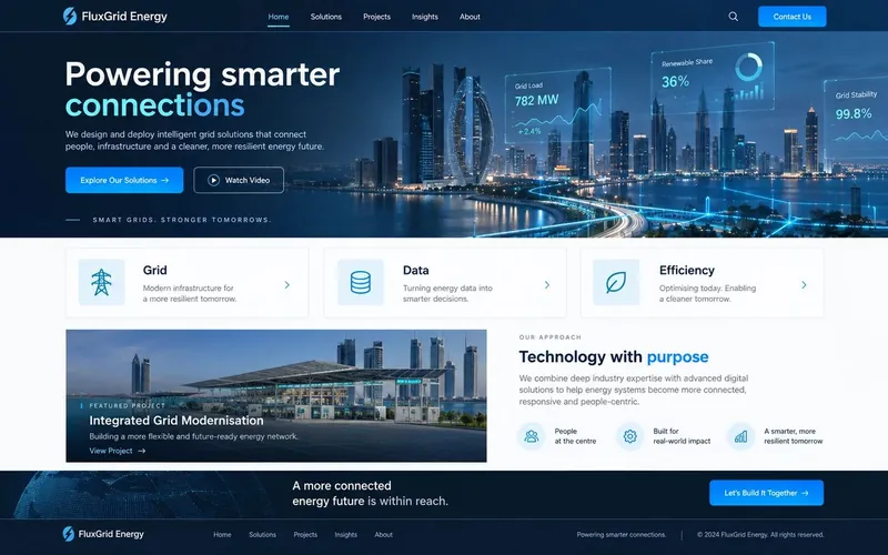 Fluxgrid Energy — Oil, Gas & Energy website concept design by NextGen