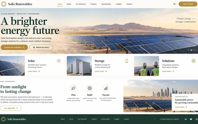 Solis Renewables — Oil, Gas & Energy website concept design by NextGen