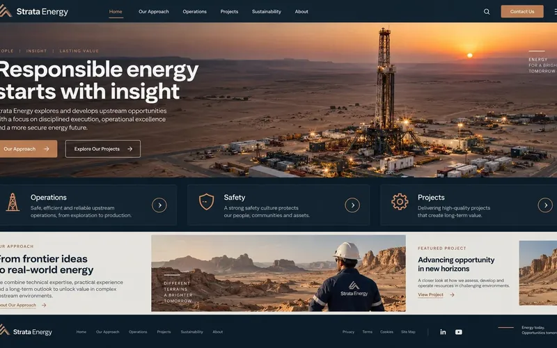 Strata Energy — Oil, Gas & Energy website concept design by NextGen