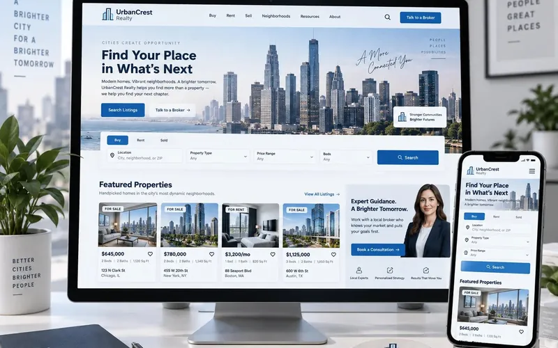 UrbanCrest Realty — Real Estate website concept design by NextGen