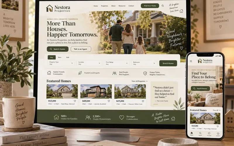 Nestora Properties — Real Estate website concept design by NextGen