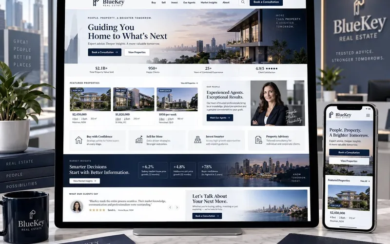 BlueKey Real Estate — Real Estate website concept design by NextGen