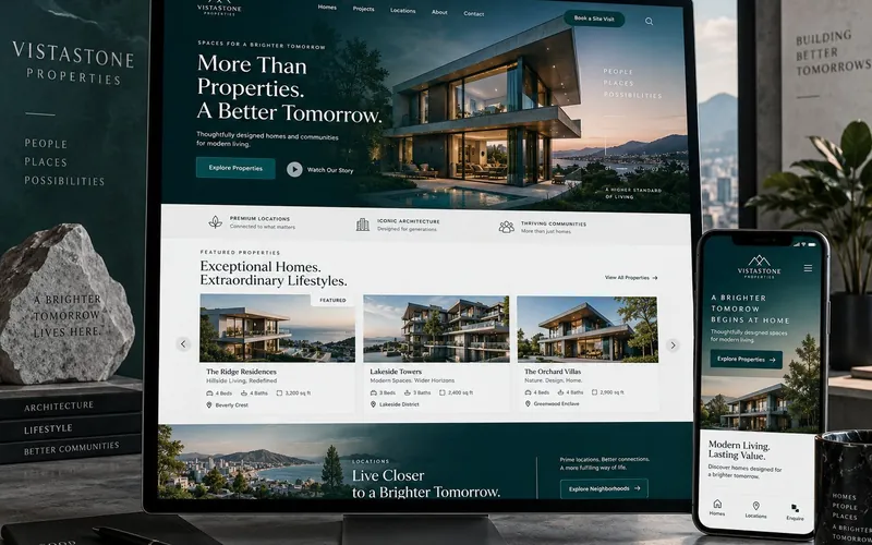 Vistastone Properties — Real Estate website concept design by NextGen