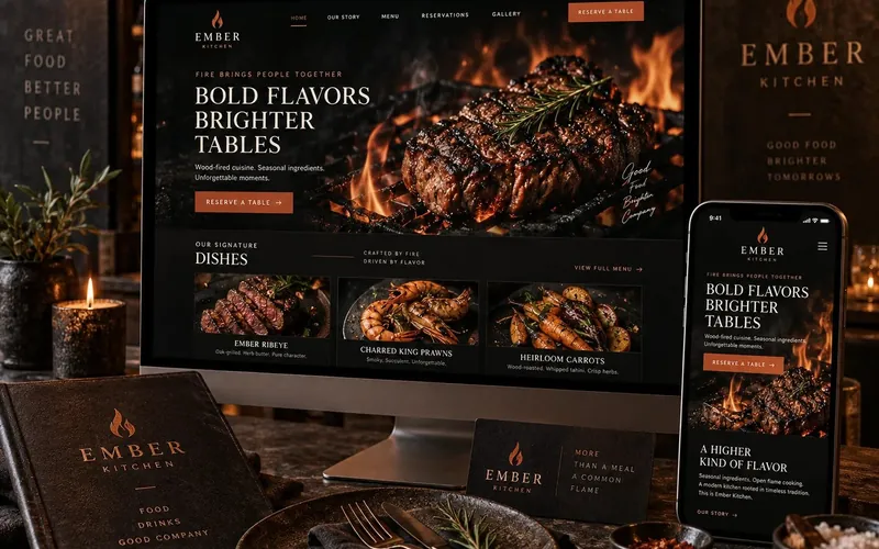 Ember Kitchen — Restaurants & Dining website concept design by NextGen