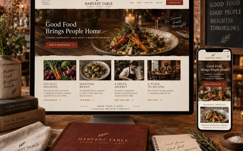 Harvest Table — Restaurants & Dining website concept design by NextGen