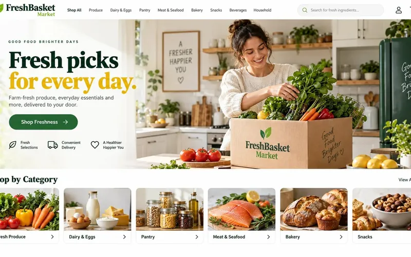 Freshbasket Grocery — Retail & E-Commerce website concept design by NextGen