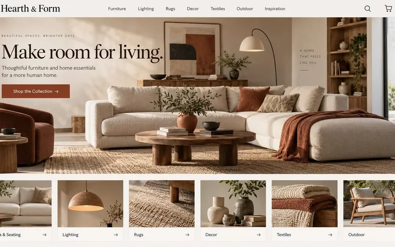 Hearth & Form Home — Retail & E-Commerce website concept design by NextGen
